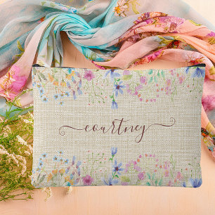 Aquarell-Frühlingsblumen personalisiert   Zubehörtasche