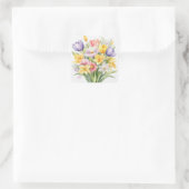 Aquarell-Frühlingsblumen Tulpen Quadratischer Aufkleber (Tasche)