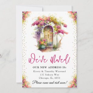 Aquarell-Frühlingsblumen-Tür Neues Zuhause Ankündigung
