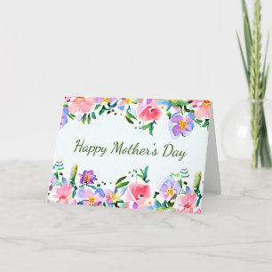 Aquarell-Frühlingsblumenrahmen individuell Karte
