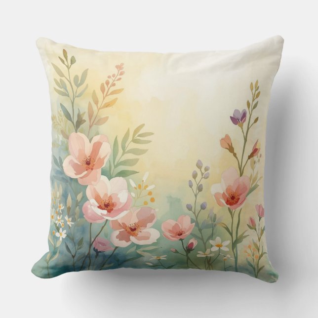 Aquarell Frühlingsblüte Kissen (Vorderseite)