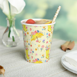 Aquarell Frühlingsdusche Papiertücher - Pappbecher