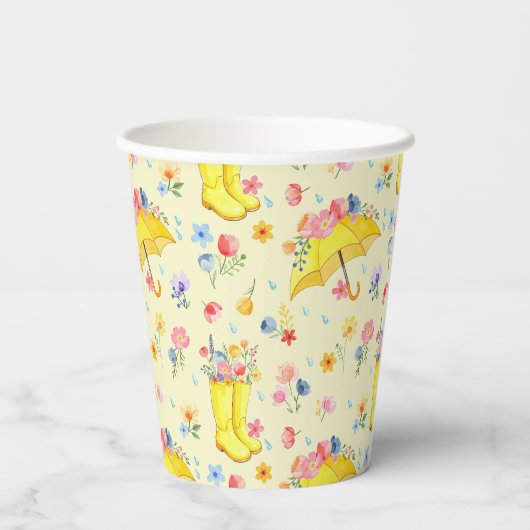 Aquarell Frühlingsdusche Papiertücher - Pappbecher (Rückseite)