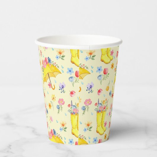 Aquarell Frühlingsdusche Papiertücher - Pappbecher (Rechts)