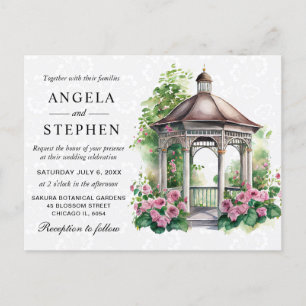 Aquarell Frühlingsgarten Pavillon Hochzeit Postkarte
