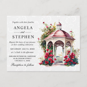 Aquarell Frühlingsgarten Pavillon Hochzeit Postkarte
