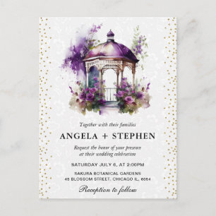 Aquarell Frühlingsgarten Pavillon Hochzeit Postkarte