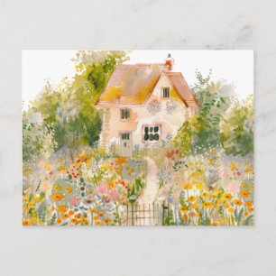 Aquarell-Frühlingsnatur Bunt Handgezeichnet Postkarte