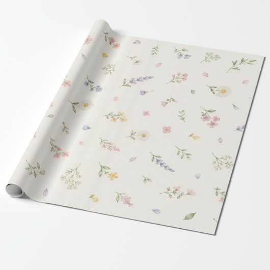 Aquarell-Frühlingswildblume Geschenkpapier (Ungerollt)