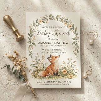 Aquarell-Fuchs-Baby-Shower-Einladung Einladung