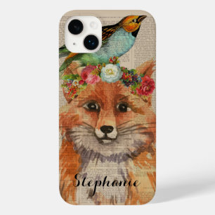 Aquarell-Fuchs-Blumen-Collage Personalisierter Nam Case-Mate iPhone 14 Plus Hülle