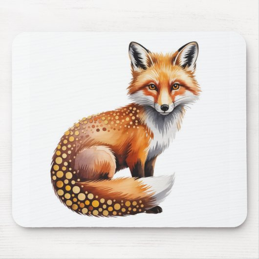 Aquarell-Fuchs- & Herbstpunkte-Mauspad Mousepad (Vorne)
