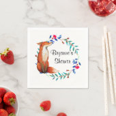 Aquarell Fuchs & Kranz Brautdusche Serviette (Beispiel)