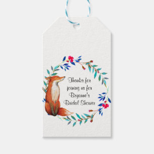 Aquarell Fuchs & Kranz Brautparty Weinlabel Geschenkanhänger
