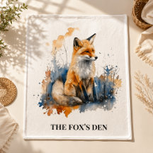 Aquarell-Fuchs-Nordwälder-Hütte Personalisiertes W