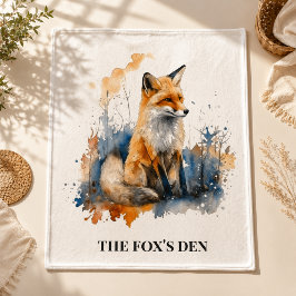 Aquarell-Fuchs-Nordwälder-Hütte Personalisiertes W Fleecedecke