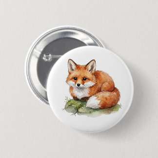 Aquarell-Fuchs-Rundbutton-Abzeichen Button