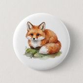 Aquarell-Fuchs-Rundbutton-Abzeichen Button (Vorderseite)