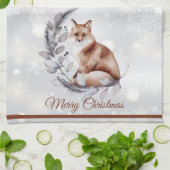 Aquarell Fuchs und Schnee Feiertagscustom Geschirrtuch (Gefaltet)