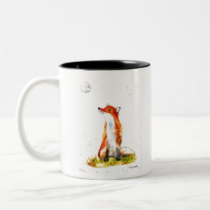 Aquarell-Fuchs-Wald-Waldtiere rustikal Zweifarbige Tasse