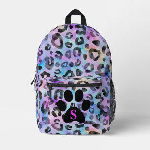 Aquarell Fuchsia Leopardenprint Schwarz Pfote Cool Bedruckter Rucksack
