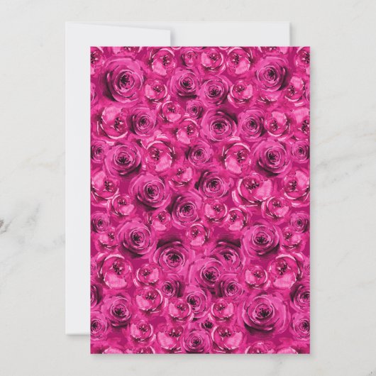 Aquarell Fuchsia Pink Floral Quinceanera Einladung (Rückseite)