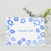 Aquarell Fun Blue Star von David Bar Bat Mitzvah Dankeskarte (Stehend Vorderseite)