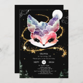 Aquarell Fun Fox Geburtstag Einladung (Vorne/Hinten)