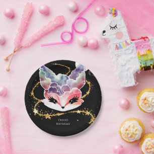 Aquarell Fun Fox Geburtstag Pappteller