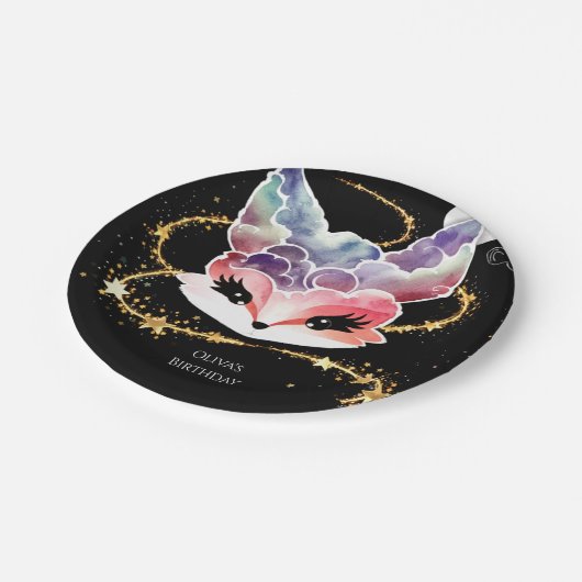 Aquarell Fun Fox Geburtstag Pappteller (Schrägansicht)