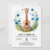 Aquarell Fun Gitarre Junge Geburtstag Einladung (Vorderseite)