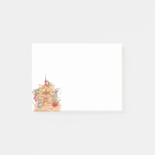 Aquarell Fun Grumpy Cat Kitten Weihnachten Post-it Klebezettel (Vorderseite)