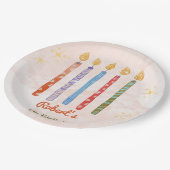 Aquarell Fünf Kerzen Kindergeburtstag Pappteller (Schrägansicht)