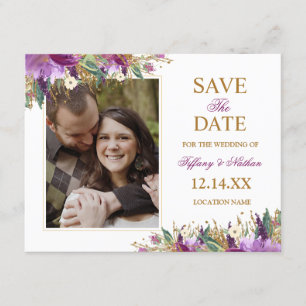 Aquarell Funkelnder Amethyst Save the Date Foto