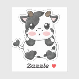 Aquarell Funny Chibi Niedlich Baby Cow Sticker