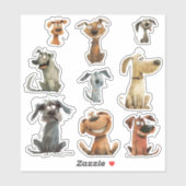 Aquarell Funny Crazy Hunde Danke Stickers Aufkleber (Blatt)