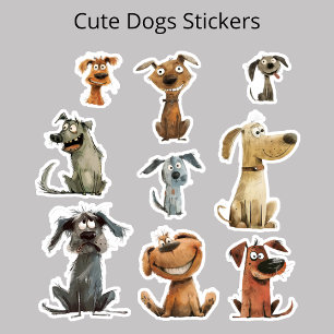 Aquarell Funny Crazy Hunde Danke Stickers Aufkleber