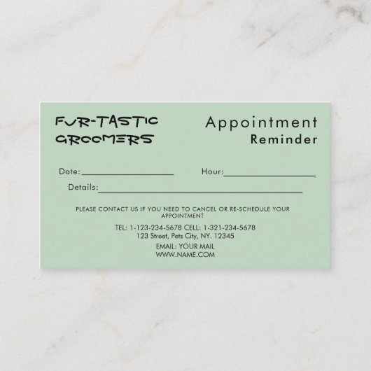 Aquarell Funny Dog Groomer Boutique Blau Terminkarte (Rückseite)