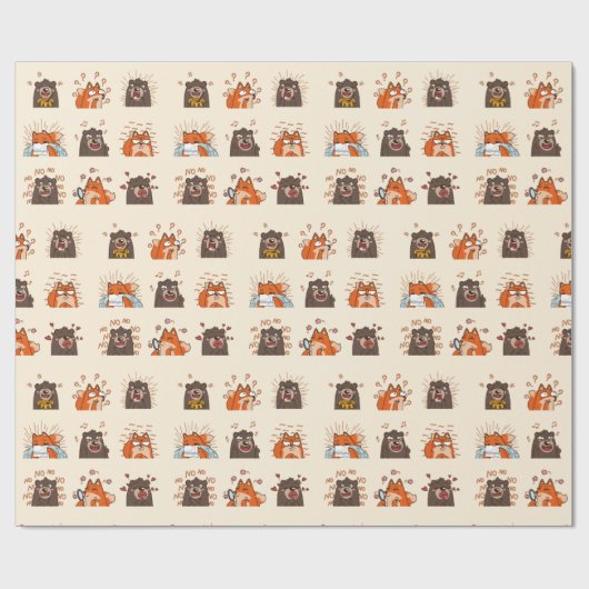 Aquarell Funny Emoji Bears Spaß Geschenkpapier (Flach)