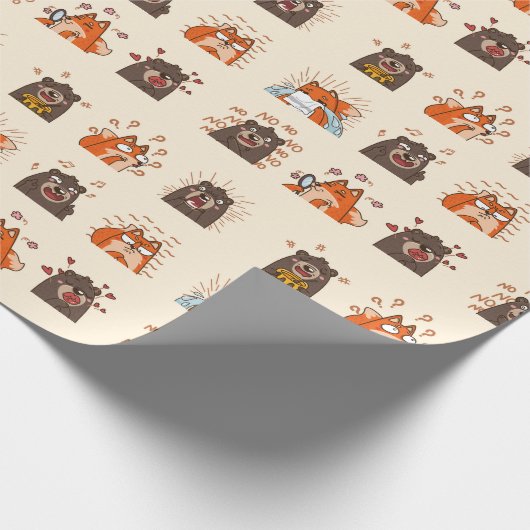 Aquarell Funny Emoji Bears Spaß Geschenkpapier (Ecke)