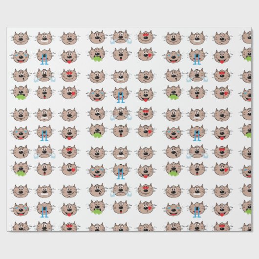 Aquarell Funny Emoji Cat Spaß Geschenkpapier (Flach)