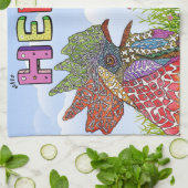 Aquarell Funny Farm Hühnchen Hallo Küche Handtuch (Gefaltet)