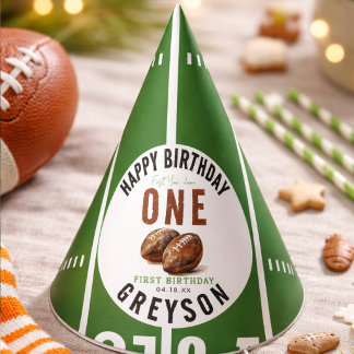 Aquarell Fußball Erstes Jahr Down | 1. Geburtstag Partyhütchen