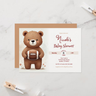 Aquarell-Fußball-Teddybär-Baby-Party Einladung