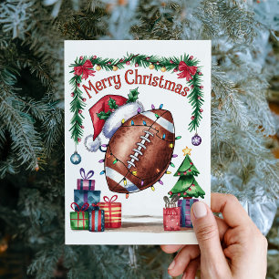Aquarell-Fußball-Weihnachtskarte Feiertagskarte