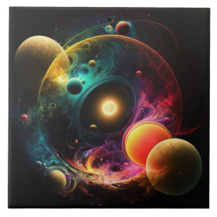 Aquarell-Galaxie-Fraktal Fliese