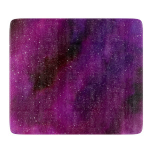 Aquarell-Galaxien lila rosa Schneidebrett