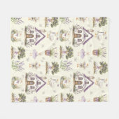 Aquarell Gans Lavendel Farmhaus Fleecedecke (Vorderseite (Horizontal))