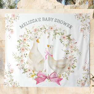 Aquarell-Gans Mutter & Mädchen Blumen Baby Shower Wandteppich