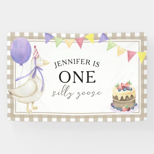 Aquarell Gänse 1. Geburtstag Willkommen Banner (Horizontal)